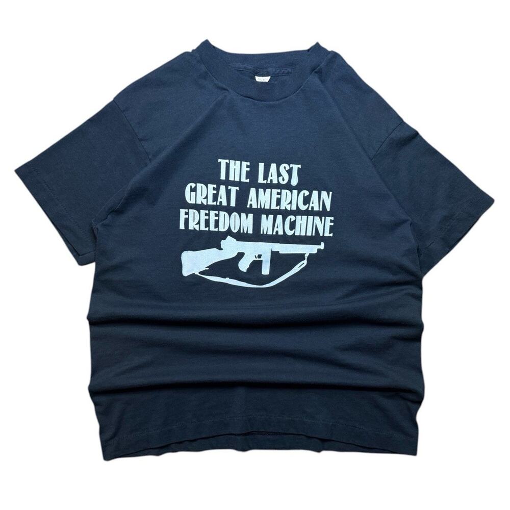Vintage 80’s Gun T-shirt "The Last Great American Freedom Machine" Mens Large